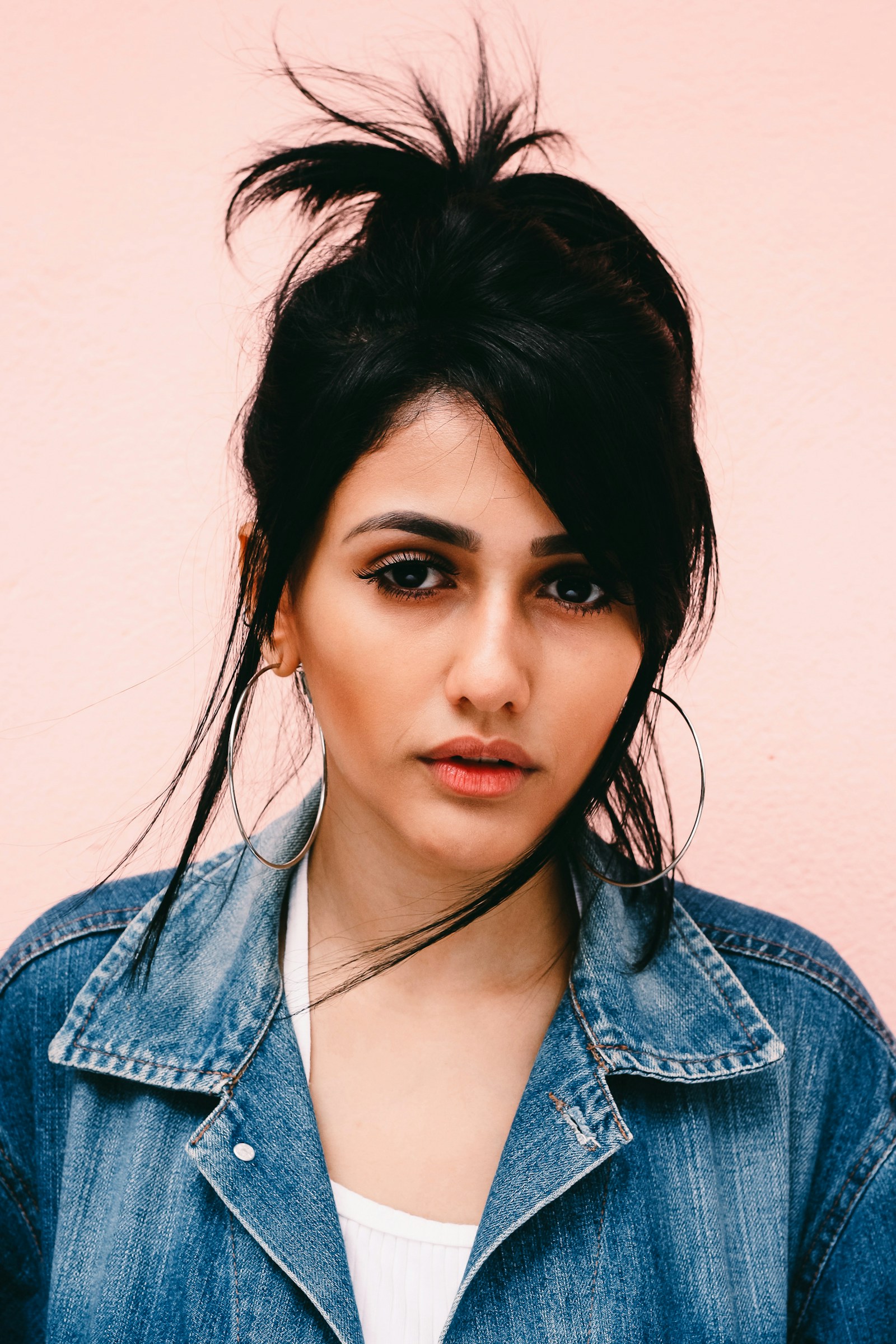 Soft blonde hair in an editorial portrait